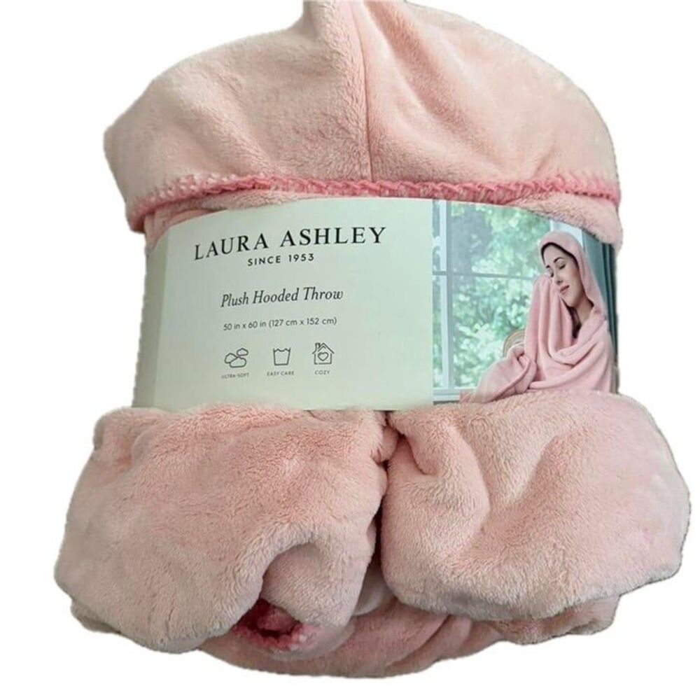Laura Ashley Plush Hodded Throw 50"x60"